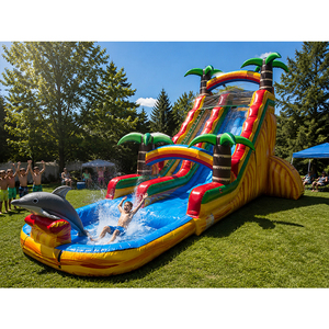 Toboggan aquatique gonflable commercial géant sur le thème de l'évasion pour adultes et enfants, avec coutures renforcées - Product Image 1