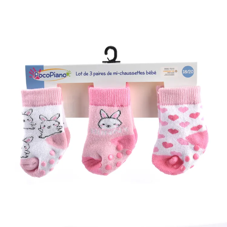 Cmax Customize Organic Cotton Non-slip Cute New Born Pink Animal Toddlers Grip Newborn Socks Baby Kids