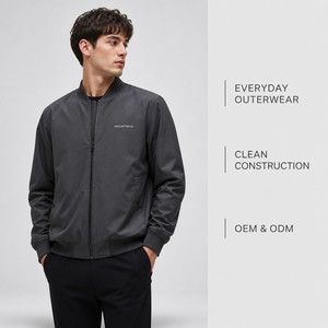 Chaqueta Bomber Casual de Algodón para Hombre, Cuello Acanalado Color Carbón, Cierre de Cremallera, Resistente al Viento, para Uso Diario, con Logotipo Personalizado, OEM, ODM, Venta al Por Mayor - Product Image 2