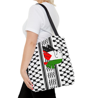 Sac fourre-tout Kefiyeh palestinien noir blanc avec colombe de la paix sur un côté Gaza Palestine travail pour la paix sac fourre-tout en toile
