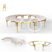 Luxury Stainless Steel Moon Table, Half Round, Hotel Event