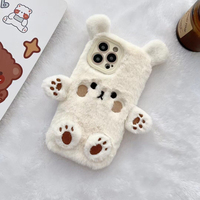 Adorable étui de téléphone portable en peluche 3D avec design de dessin animé, antichoc, pour 16/15/14 Pro Max/14/13/11/7 Plus, cadeau pour filles