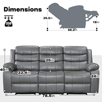 Fauteuil inclinable moderne en cuir aérien extensible à trois places avec structure en bois pour les vendeurs e-commerce