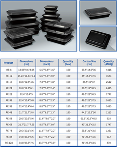 Bán buôn tái sử dụng màu đen dùng một lần lò vi sóng Takeaway PP nhựa thực phẩm Container có nắp đậy - Product Image 4