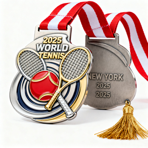 Wholesale Custom 3D Round <b>Gold</b> Silver Brass Plated Metal Enamel Race Medals with Antique Style UV Printing Logo and Ribbon - Product Image 2