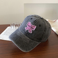Gorra de béisbol vintage bordada con lazo, de algodón lavado, sin estructura, de 6 paneles, estilo streetwear con parche.