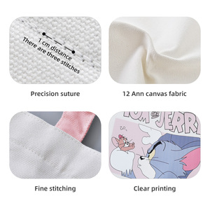 Color Handle Blank Thermal Sublimation Tote Bag Factory Wholesale Custom Size Fashion Cheap Canvas Shopping Bag Printed Withlogo - Product Image 5