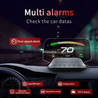 HUD de voiture compatible Google Maps C3 avec écran LCD HD 5 pouces, OBD2+GPS, température de l'eau et horloge, système d'alarme de voiture double fonction