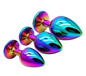 カラフルなラインストーンの装飾が施されたクリスタルレインボーメタルプリンセスアナルプラグ - Product Image 5