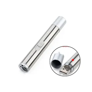 Aluminium Drei-in-Eins-Mini-Laserpointer Stift Taschenlampe tragbare USB aufladbare kleine UV-LED-Taschenlampe