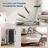 Caminadora Eléctrica Plegable para el Hogar, Máquina para Correr con Velocidad Ajustable de 1-16 km/h, Inclinación Automática del 15% con Pantalla LED y Manillar