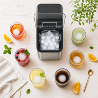 Machine à glaçons SOHEF avec alerte de niveau d'eau faible, 8 sphères transparentes par cycle, 15 à 25 minutes pour la maison, le bar ou le comptoir