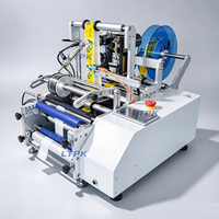 Machine d'étiquetage semi-automatique pour bouteilles rondes LT-T102, applicateur d'étiquettes pour boîtes rondes de bureau, prend en charge l'étiquetage simple et double.