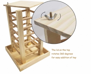 Mangeoire à foin pour lapin en bois massif inachevé Rectangle Boîte à nourriture en bambou Mangeoire pour lapin pour petit animal en gros - Product Image 4