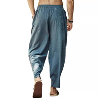 Pantalon décontracté pour homme 2026, respirant, grande taille, en coton, coupe ample, avec cordon de serrage à la taille, style Hip Hop, longueur mollet