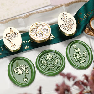 Têtes de tampons à cire de la série Plantes Vertes, tampons en laiton gravés en forme de feuille pour la décoration de journaux - Product Image 5