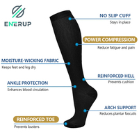 Chaussettes de compression en nylon, unies, hauteur genou, 15-20 mmHg, antibactériennes, respirantes, pour infirmières