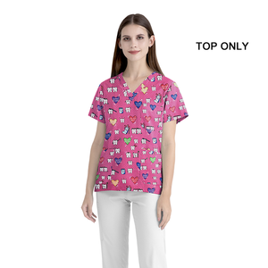 Vente chaude trois poches styliste porter Scrubs hauts en gros unisexe femmes médical gommage hauts 100% coton - Product Image 3