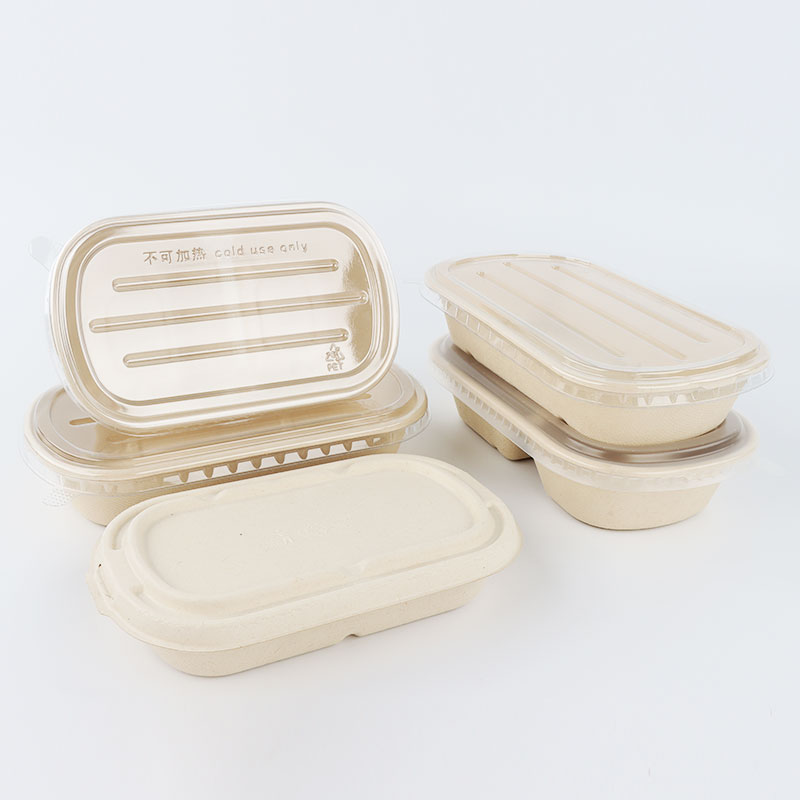 Bagasse Fiber 100% Biodegradable Lunch Box Bento Clamshell Containers With Divisions Take Out Fast Food Packaging Paper Boxes