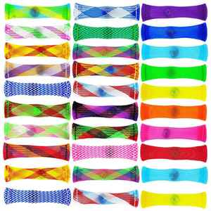 Jouets à presser en maille extensible multicolores, tubes en maille tricotée avec billes - Product Image 4