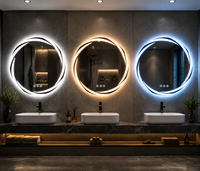 Miroir de salle de bain intelligent LED rectangulaire moderne avec cadre en aluminium, fixation murale, commande tactile, lumière à intensité variable et fonction anti-buée