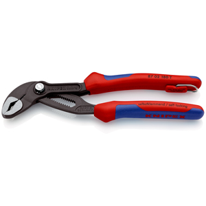 KNIPEX 87 02 180 T Cobra Pince à pompe à eau nouvelle génération pour tuyaux et écrous avec poignées multi-composants, avec anneau - Product Image 1