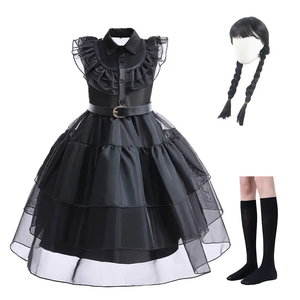 Neue Fabrik Großhandel Halloween Cosplay Kostüm Mädchen Schwarzes Netz-Tutu-Kleid Geburtstagsparty Tanz Abendkleid Verkleidung für Kinder - Product Image 1