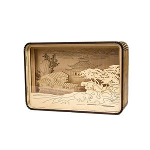 โคมไฟกลางคืน LED ทำจากไม้หลายชั้นสำหรับตกแต่งห้องคริสต์มาสกล่องเงาหลายชั้นลายนกและตัดด้วยเลเซอร์ตามสั่ง - Product Image 2