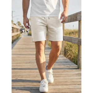FOXA Short décontracté pour homme 7 pouces avec cordon de serrage, taille élastique, short de plage en molleton avec poches, respirant, pour l'été - Product Image 2