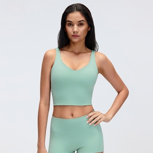 New V-Neck Women's Yoga <b>Tank</b> <b>Top</b> with Removable Pads - Product Image 2