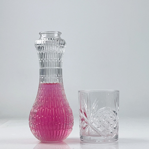 450ml striate khắc Miệng Lớn <span class=keywords><strong>wasp</strong></span>-eo bụng lớn nước trái cây nước giải khát hoa chai thủy tinh lọ - Product Image 4