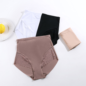 Factory <span class=keywords><strong>Outlet</strong></span> Cómodas bragas diarias para mujer Breve cintura alta 4 colores Encaje Hipster High Stretch Transpirable Sólido - Product Image 4