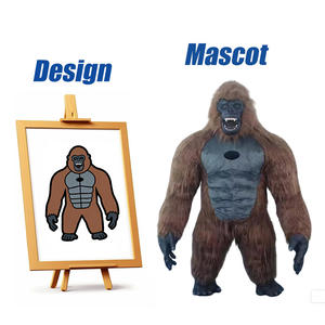 Kostum Maskot Gorila Tiup Ukuran Dewasa, Tahan Lama, Bernapas, Pakaian Plush Portabel, Cocok untuk Acara Karnaval yang Menyenangkan - Product Image 1