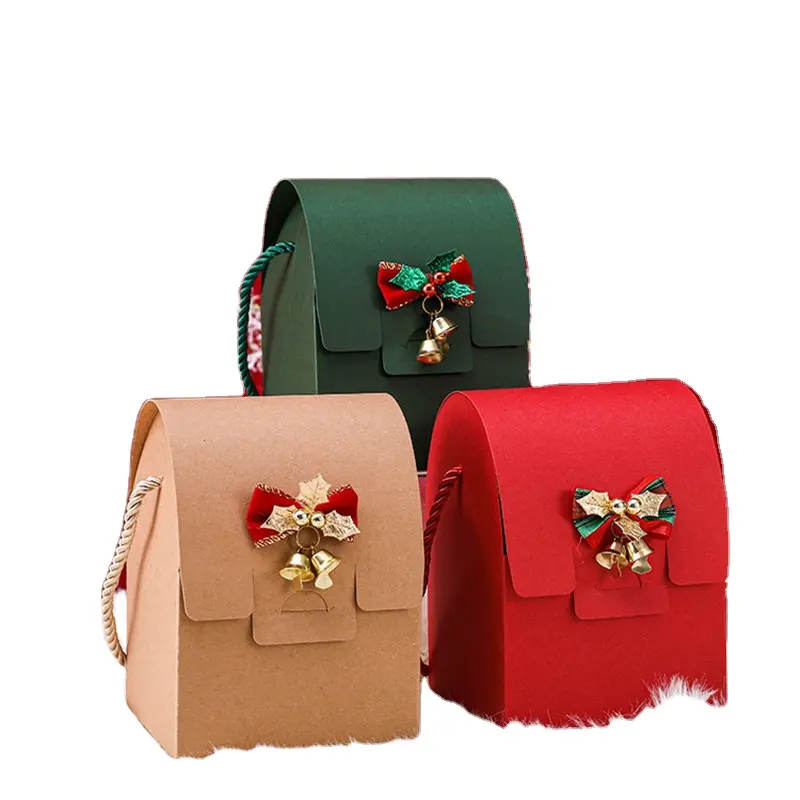 كرافت/أحمر/أخضر حقائب حلوى البسكويت علبة شيكولاتة عيد الميلاد هدايا الزفاف الإحسان أكياس