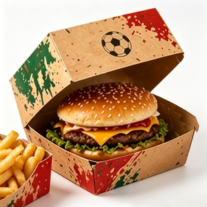 Boîte à frites écologique pour la saison footballistique, boîte à <span class=keywords><strong>burger</strong></span> compostable, seau à popcorn, gobelet en papier, barquette à snacks, vente en gros, usine OEM - Product Image 1