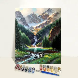 Custom Diy Art Set Landscape Scenery Acrylic Paint by Number Mountains