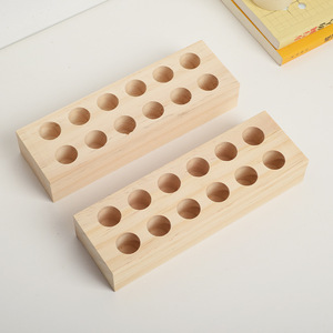 Support pour tubes à essai en bois, 28x3x10cm, organisateur de rangement en bois massif pour huiles essentielles et plantes hydroponiques - Product Image 2