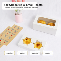 Boîte à cupcakes à fenêtre 2 compartiments en carton blanc avec insert transparent, support de présentation pour cupcakes, boîte à muffins, vente en gros