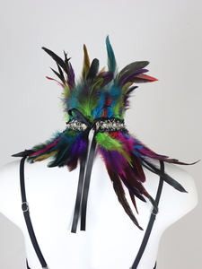 Femmes automne/hiver multicolore plume cou col Festival Punk Halloween <span class=keywords><strong>carnaval</strong></span> Costume fête Rave danse Costume - Product Image 4