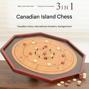 Inean madera Crokinole juego de mesa 3 en 1 ajedrez damas Backgammon conjunto piezas Mesa colorido destreza Ludo cuero personalizado - Product Image 4