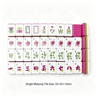 Deslumbrante Juego de Mahjong Acrílico con Tacto de Terciopelo, Fichas de Mahjong Americanas Rosadas para Noche de Mahjong con Cócteles