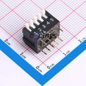 DP-05-K-T DIP Switch Through hole Component (THT) Switch Piano Key Single Pole Single Throw 5 2.54mm - Product Image 1