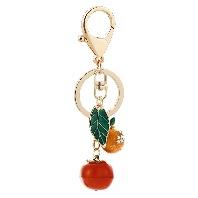 Chaveiro fino frutas laranja Metal chaveiro requintado quente charme pingente decorativo chave pequeno presente chaveiro