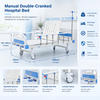 Lit médical manuel à plateau ventilé à fentes, avec manivelle pour le dossier et position semi-Fowler pour les patients alités