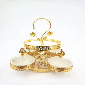 Arabisch 5 Stück Ramadan Gold Dekoration Dessert Gerichte Gold Metall Keramik Candy Dish mit Deckel