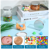 Pot en Plastique PET Personnalisé avec Couvercle en Aluminium. 50ML 80ML 100ML 120ML 150ML 250ML 500ML, Pot PET à Large Ouverture pour Emballage Alimentaire Sec