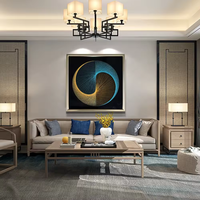 Usine 60*60cm en vrac moderne intérieur fait à la main 3D cercle bois chaîne ligne Art pour la décoration de la maison