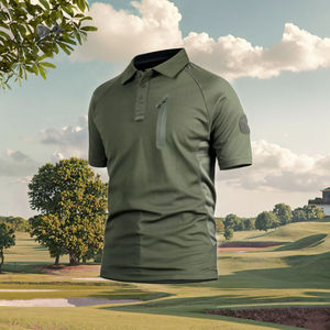 ผ้าถัก100% โพลีเอสเตอร์เนื้อแข็งแห้งเร็วเสื้อกอล์ฟปักลายสำหรับเสื้อโปโล - Product Image 3