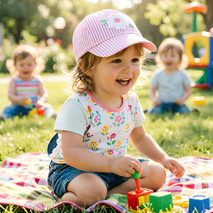 Gorra de Béisbol Infantil Personalizada de 5 Paneles, de Algodón con Rayas Rosas Bordadas, Gorra Deportiva de Verano con Protección Solar para Niñas - Product Image 5