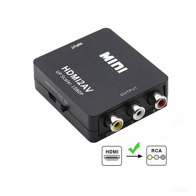 Adaptador HDMI a RCA, convertidor de Audio y vídeo compuesto de HDMI a AV CVBS para PS4, Xbox, Nintendo, ordenador portátil, Chromecast, cámara de DVD a Old T